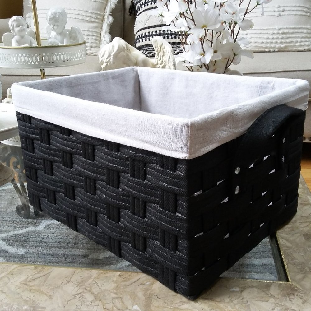 NEW! BOHO Farmhouse WOVEN Fabric STORAGE BASKET